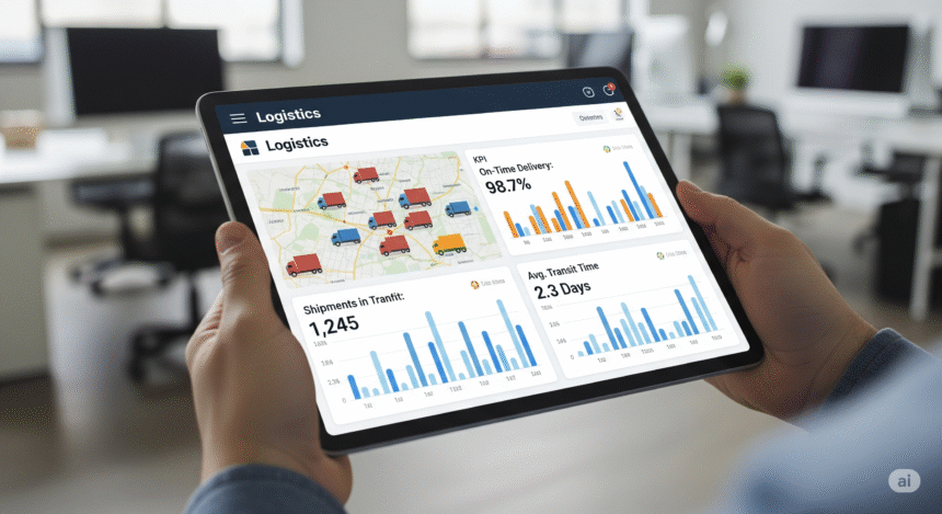 A diverse tech team collaborating on a custom software solution shown on a tablet, representing a positive and effective engineering culture.